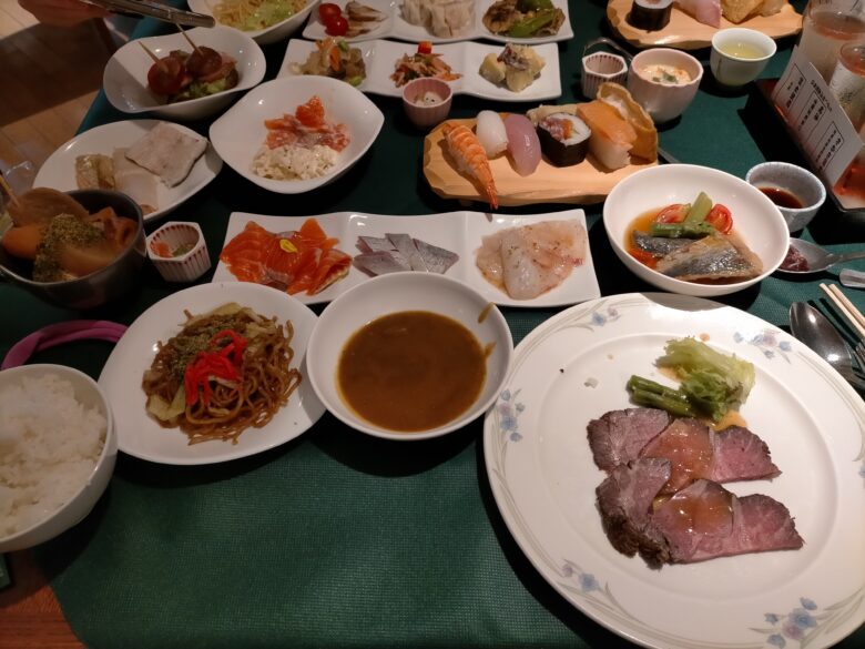 休暇村富士の夕食ビュッフェ