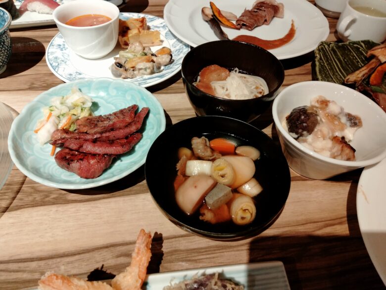 作並一の坊の夕食ビュッフェ「芋煮汁・牛タン」