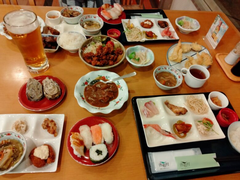休暇村大久野島の夕食ビュッフェ